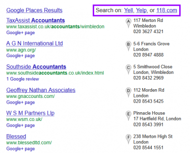 new Google local search results