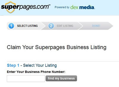 Claim Superpages business listing