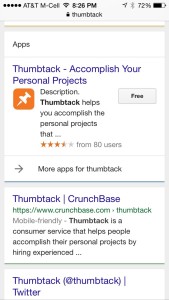 Thumbtack.com Mobile SERP