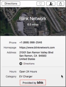 Blink Network Apple Maps Profile Page