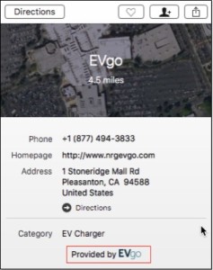 EvGo Apple Maps Profile Page