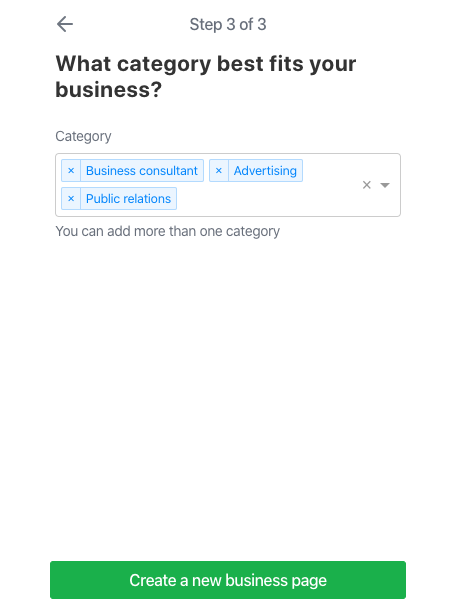 Select business category on Nextdoor